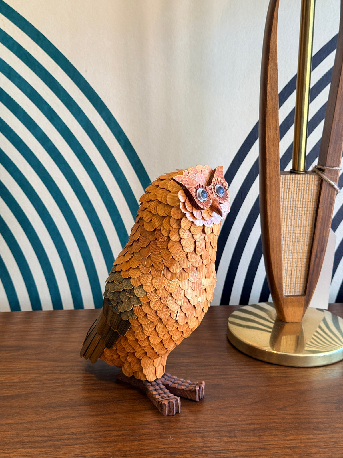 Vintage Shanghai Wicker Owl Basket
