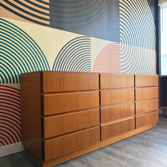 Danish Teak 12 Drawer Dresser by Komfort