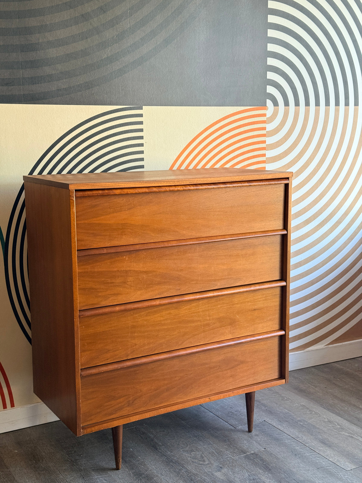Vintage Walnut Tallboy Dresser