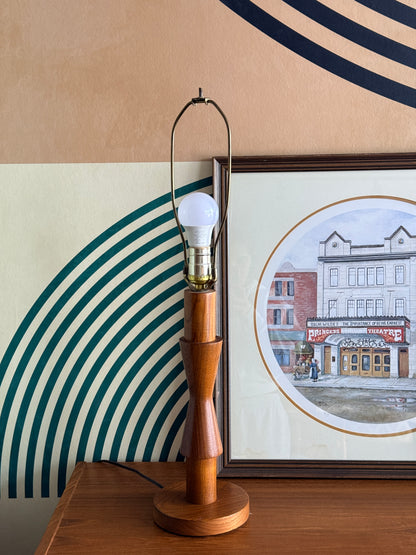 Vintage Sculptural Solid Teak Table Lamp