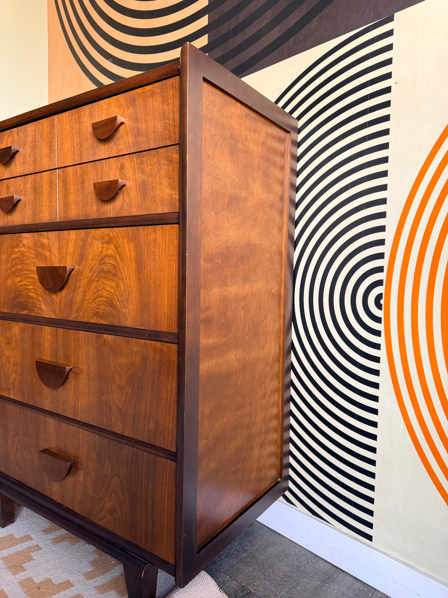 Vintage Walnut Tallboy Dresser