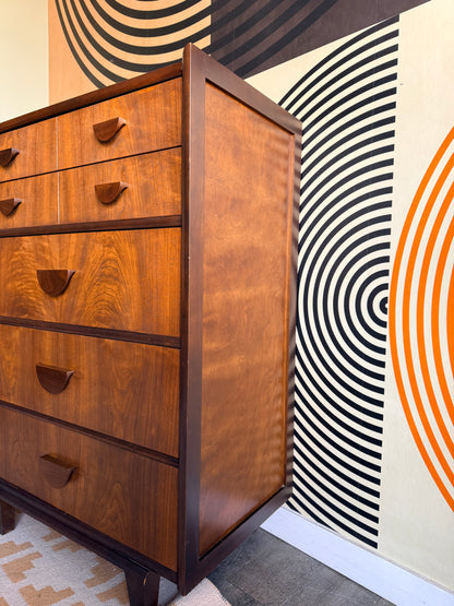 Vintage Walnut Tallboy Dresser