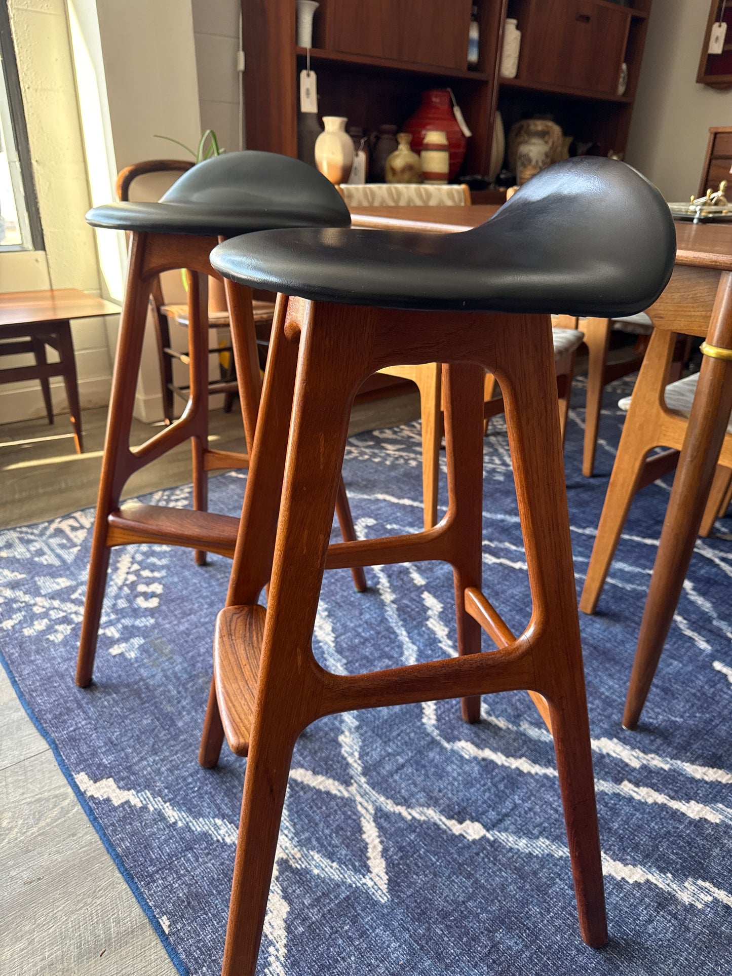 Pair of Vintage Danish Teak Bar Stools by Eric Buch