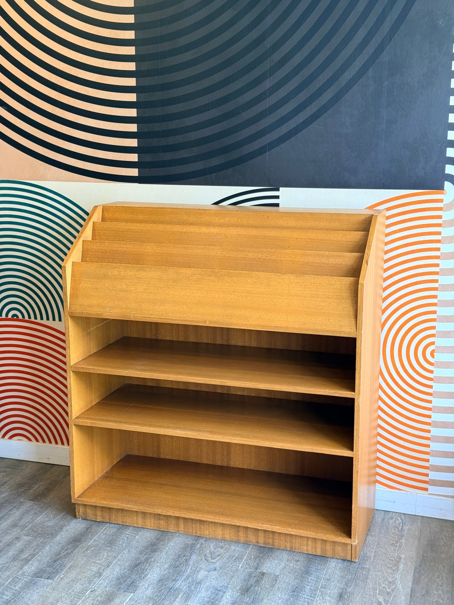 Vintage Wood Bookcase with Tiered Shelves