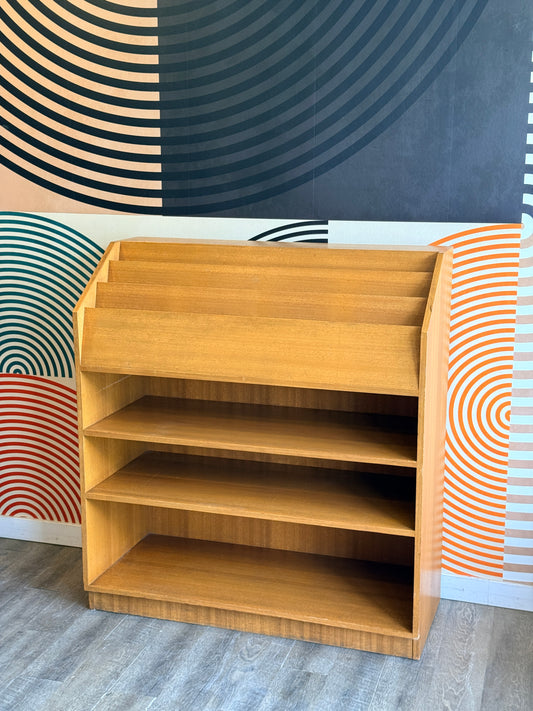 Vintage Wood Bookcase with Tiered Shelves