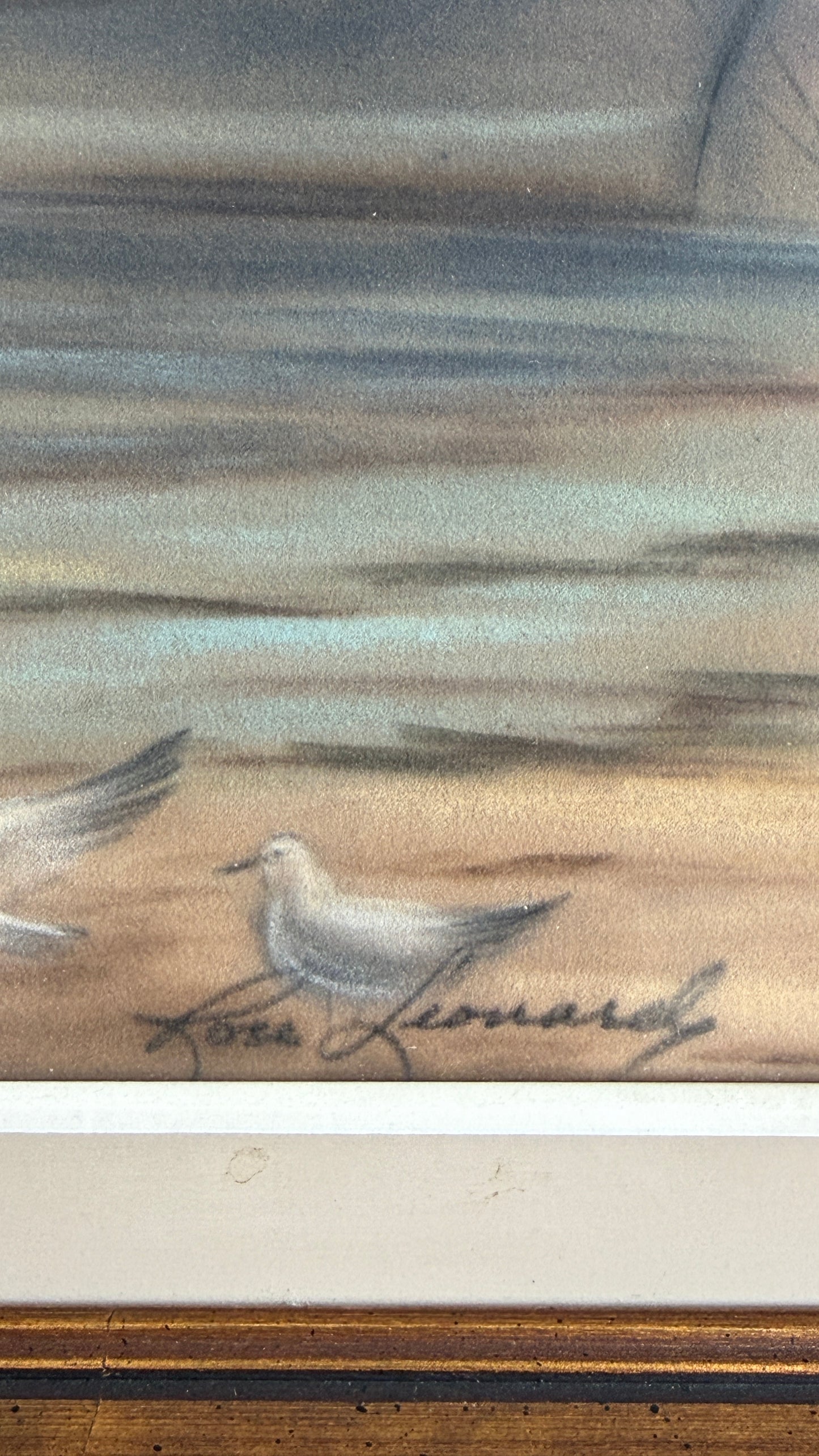 Vintage Coastal Seascape Oil Pastel, 1968