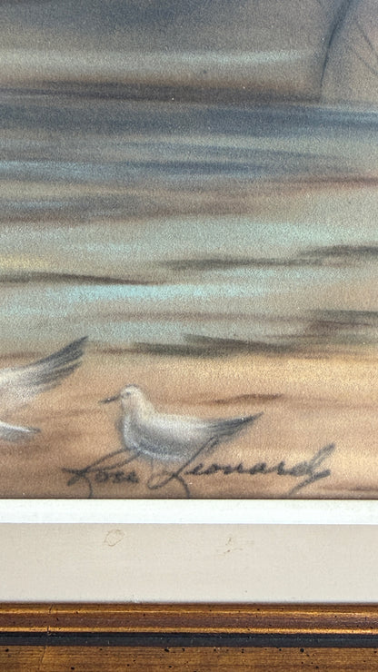 Vintage Coastal Seascape Oil Pastel, 1968