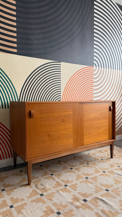 Domino Møbler Teak Cabinet on Solid Walnut Legs