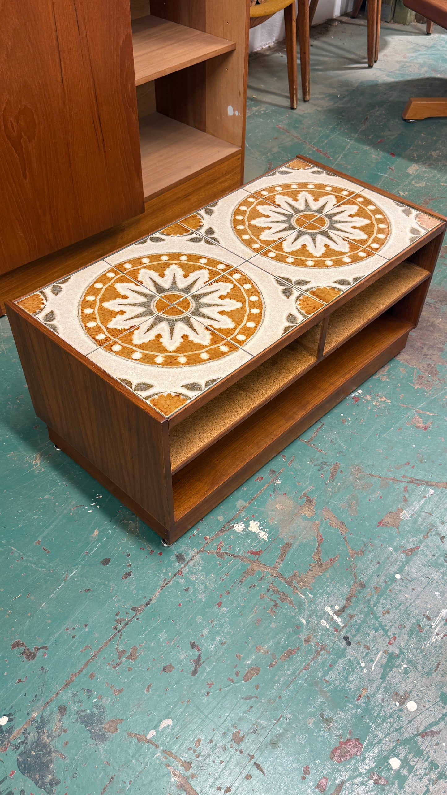 Vintage Teak Tile-Top Cabinet