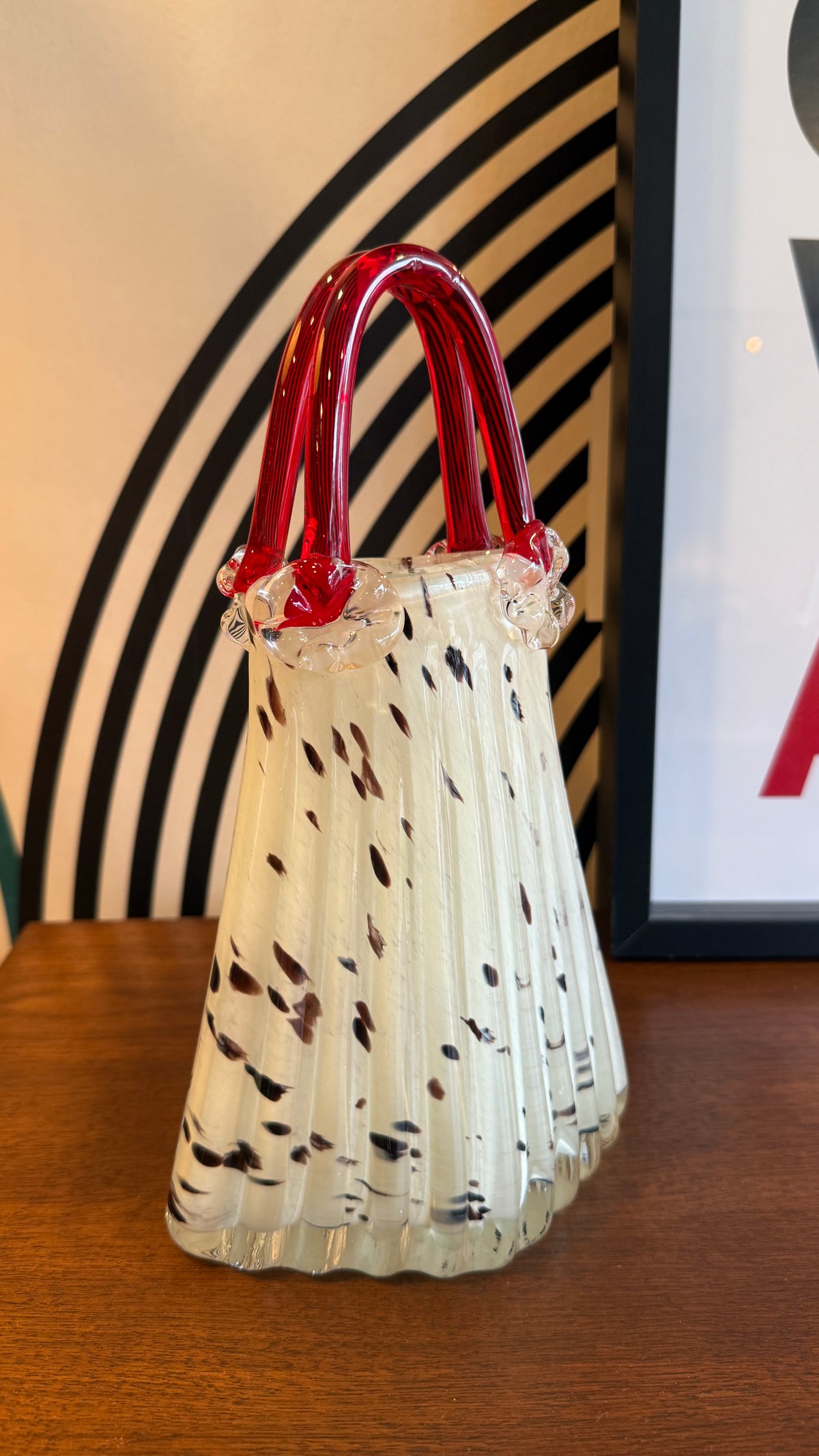 Vintage Murano-Style Art Glass Handbag Vase