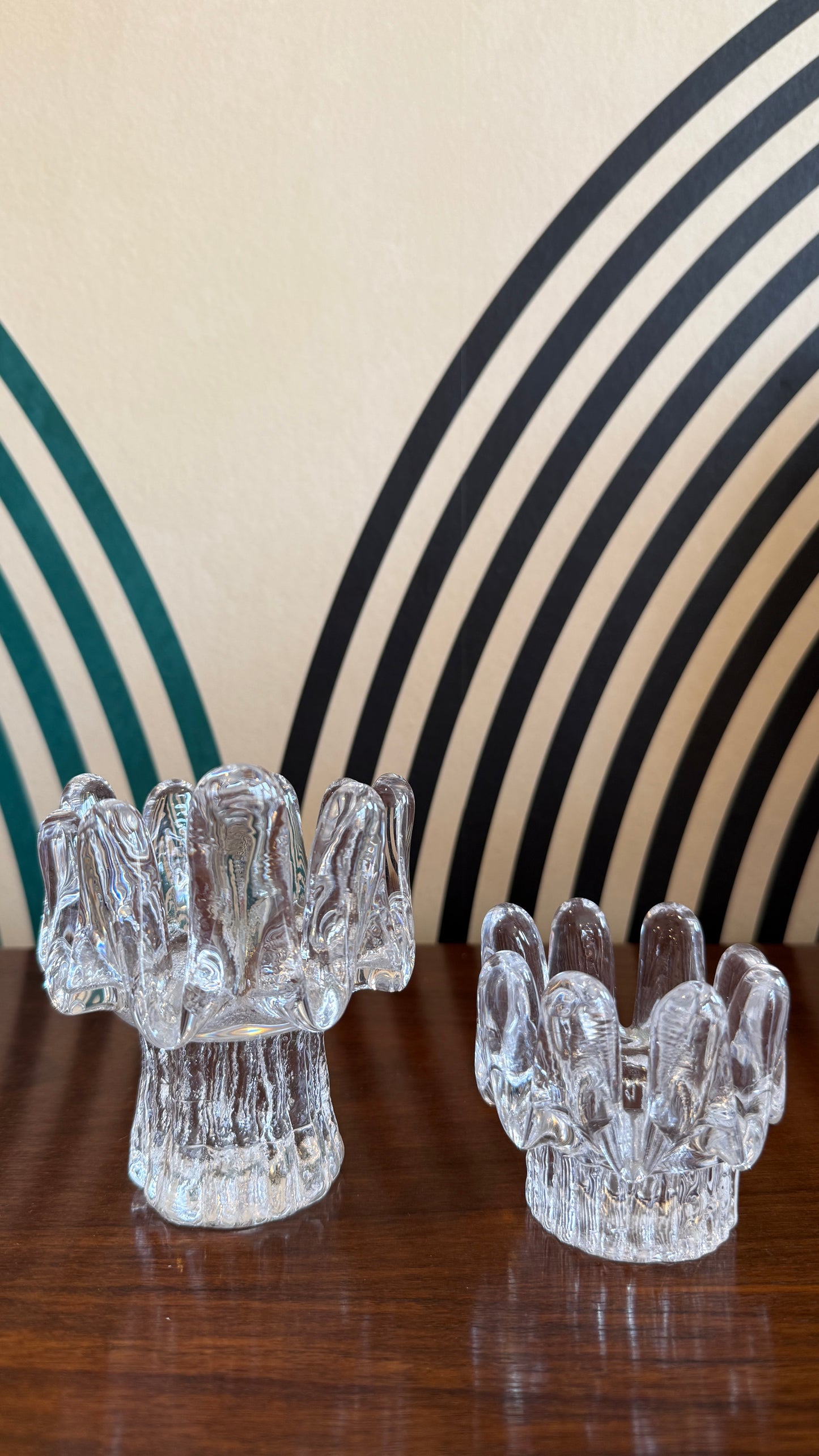 Kosta Boda “Sunflower” Glass Candle Holders — Pair