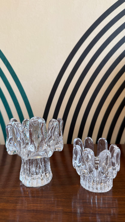 Kosta Boda “Sunflower” Glass Candle Holders — Pair