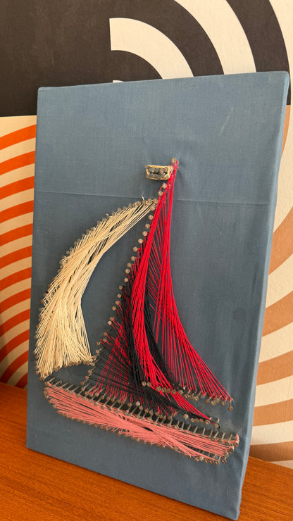 Vintage String Art Sailboat Wall Piece