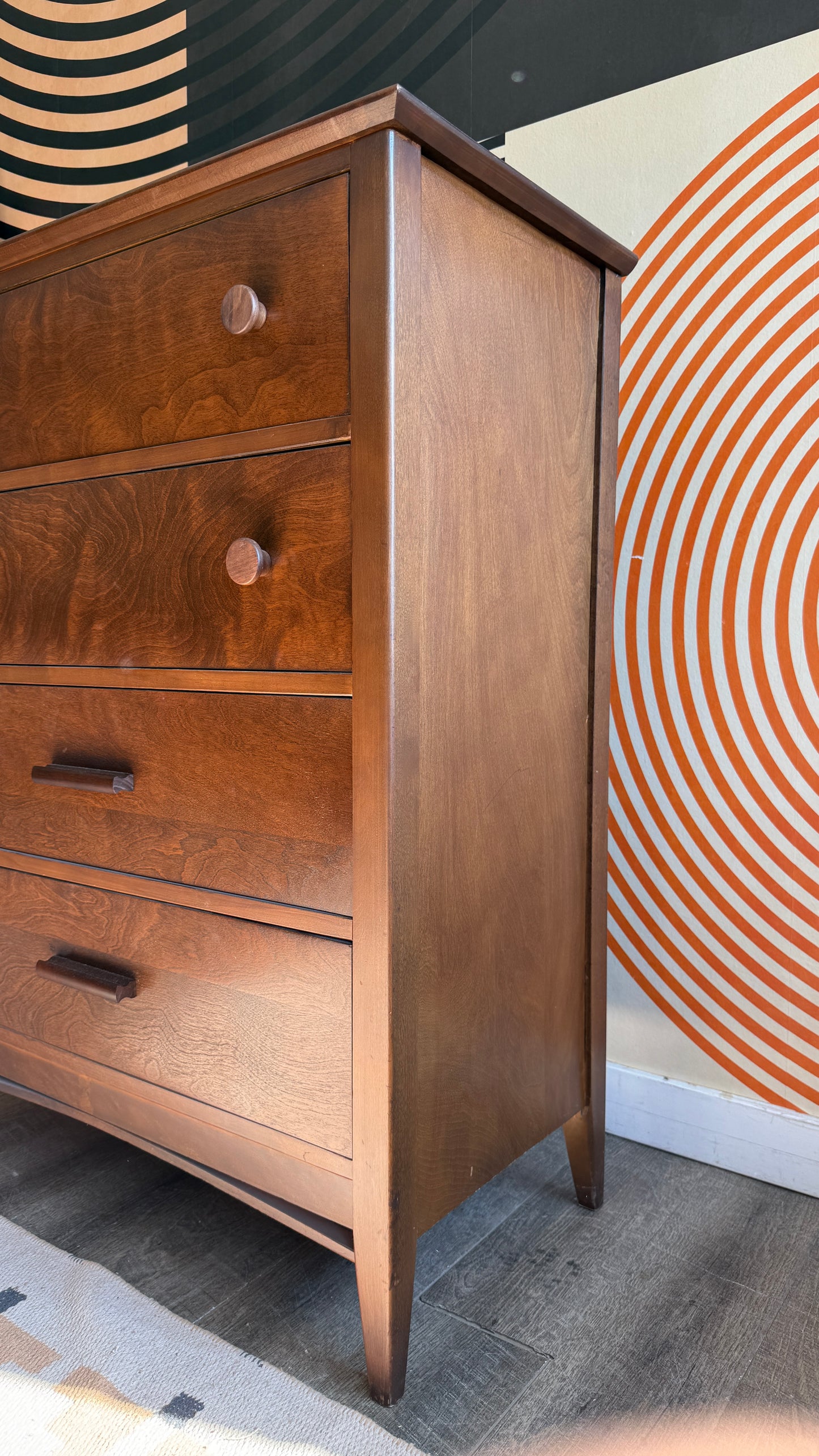 Vintage Walnut 4-Drawer Chest