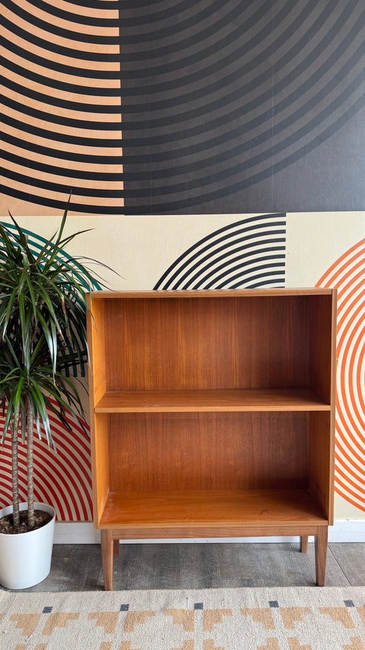 Teak Bookcase on Solid Walnut Legs