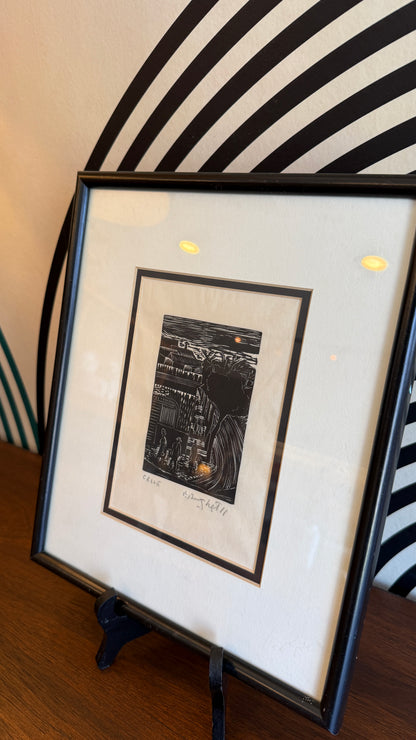 Francisco Amighetti Woodcut – “Calle” (Signed)