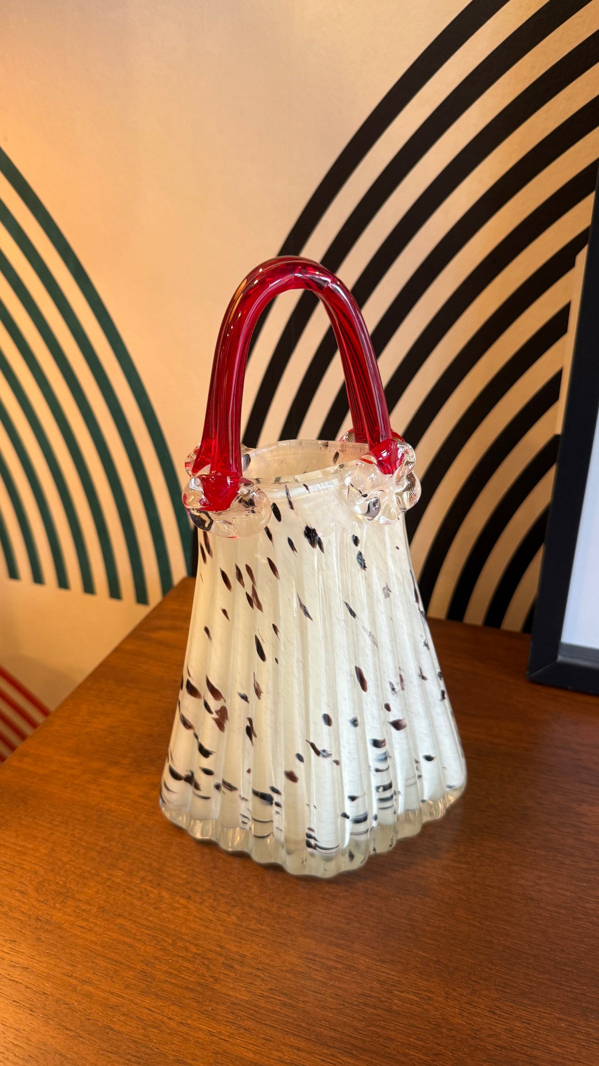 Vintage Murano-Style Art Glass Handbag Vase