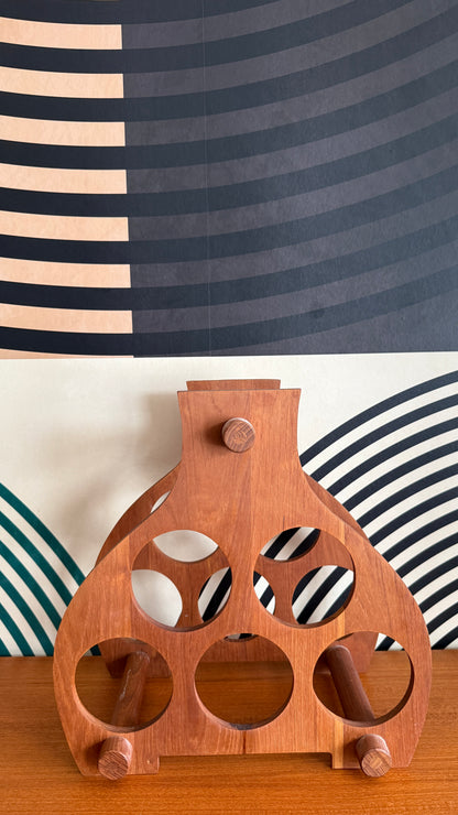 Vintage Teak Wine Bottle Holder