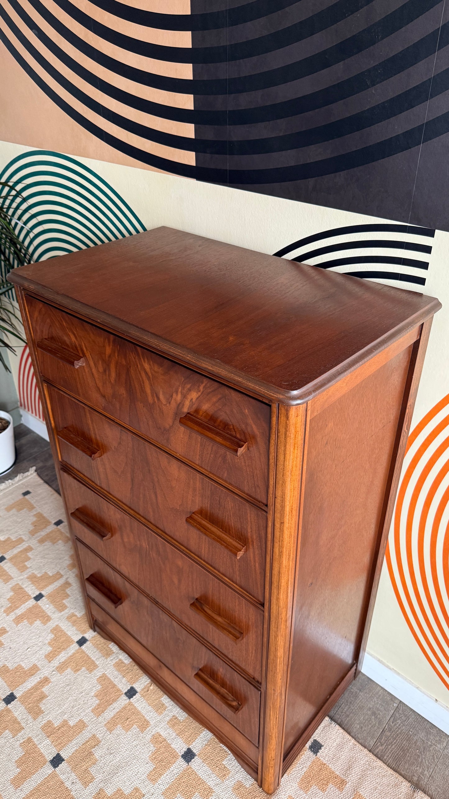 Vintage Walnut 4 Drawer Dresser