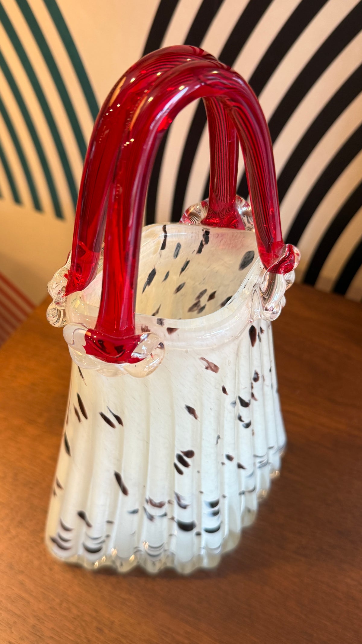 Vintage Murano-Style Art Glass Handbag Vase