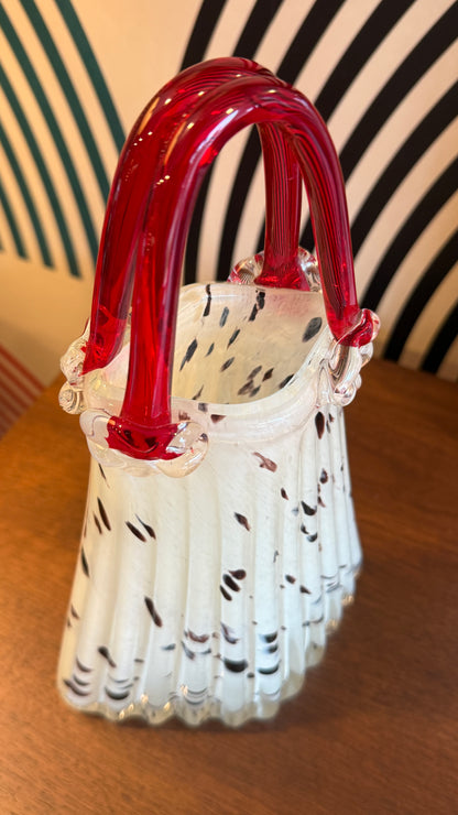 Vintage Murano-Style Art Glass Handbag Vase