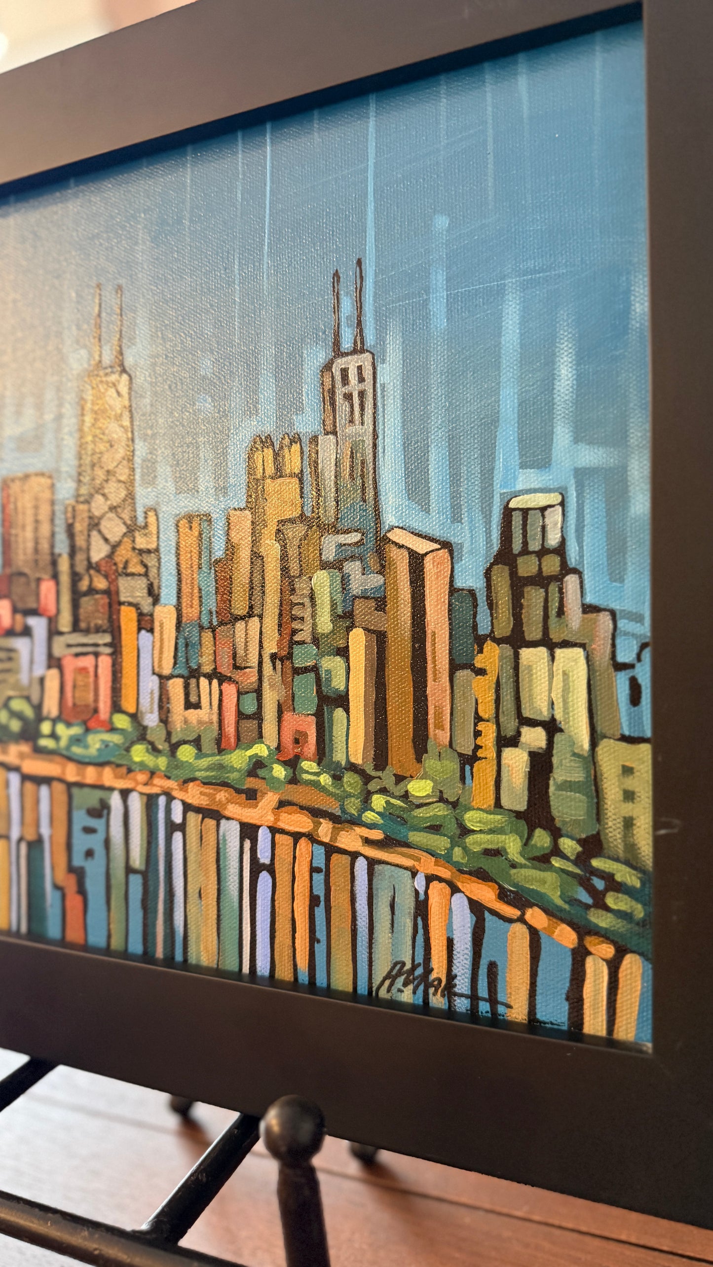Skyline Original Painting Signed Anastasia Mak, 2009
