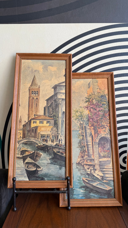 Vintage Italian Canal Scene Prints (Pair)