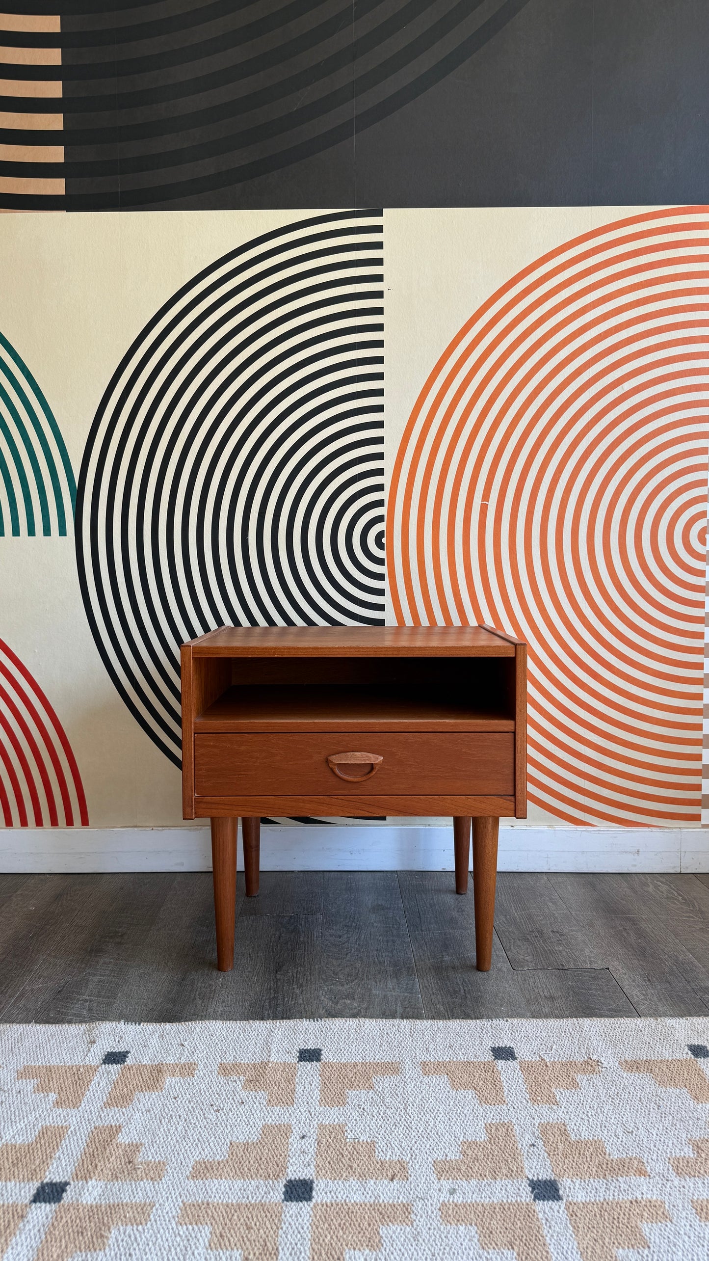 Vintage Danish Teak Nightstand with Open Shelf