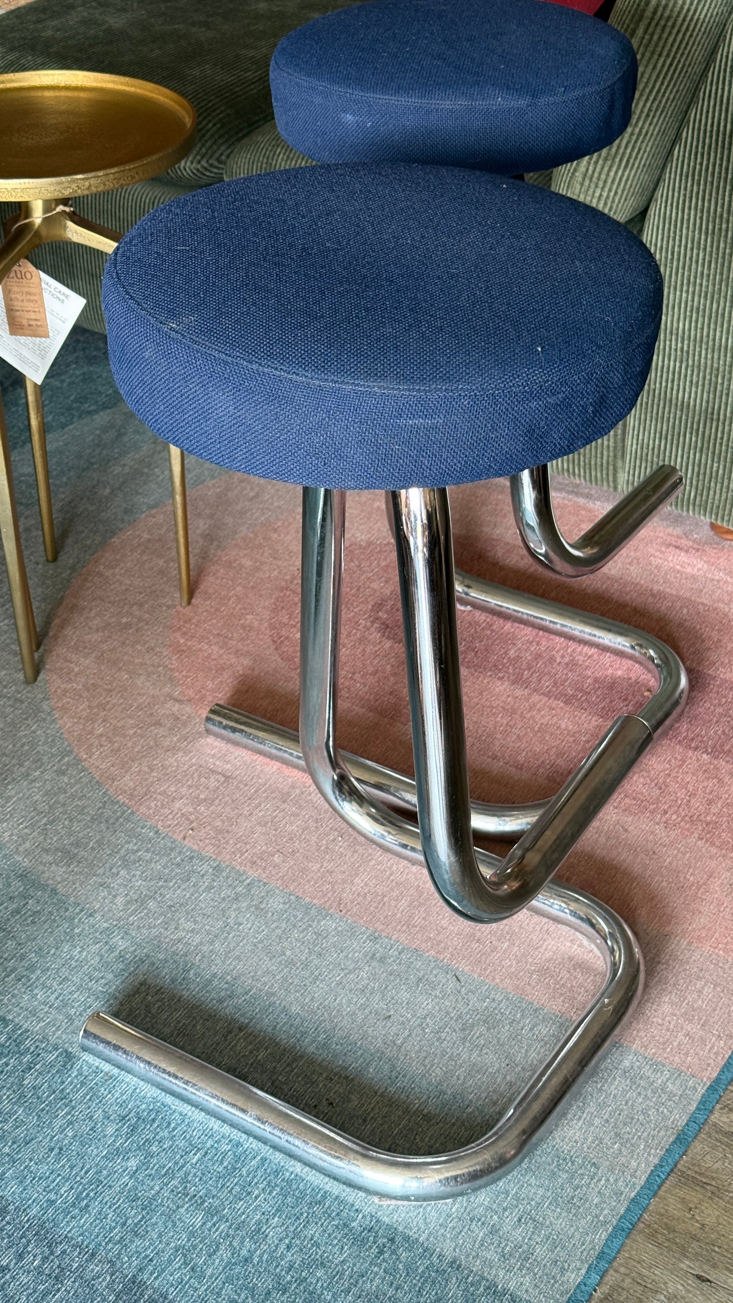 Vintage Chrome Cantilever Bar Stools – Pair
