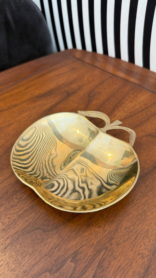 Vintage Solid Brass Apple Dish – Made in India