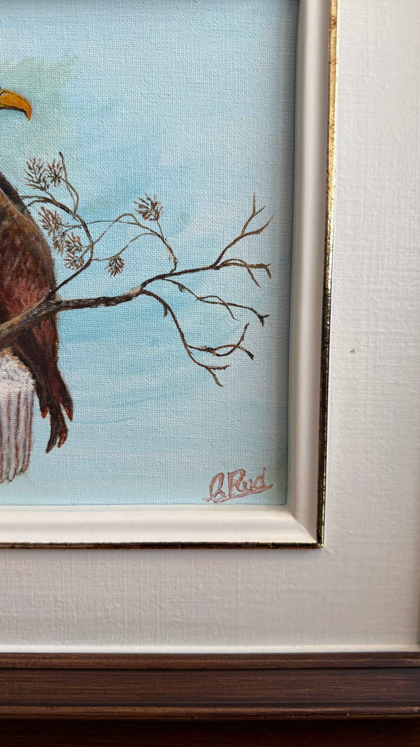 Vintage Framed Eagle Painting