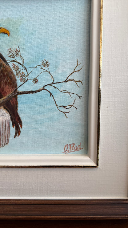 Vintage Framed Eagle Painting