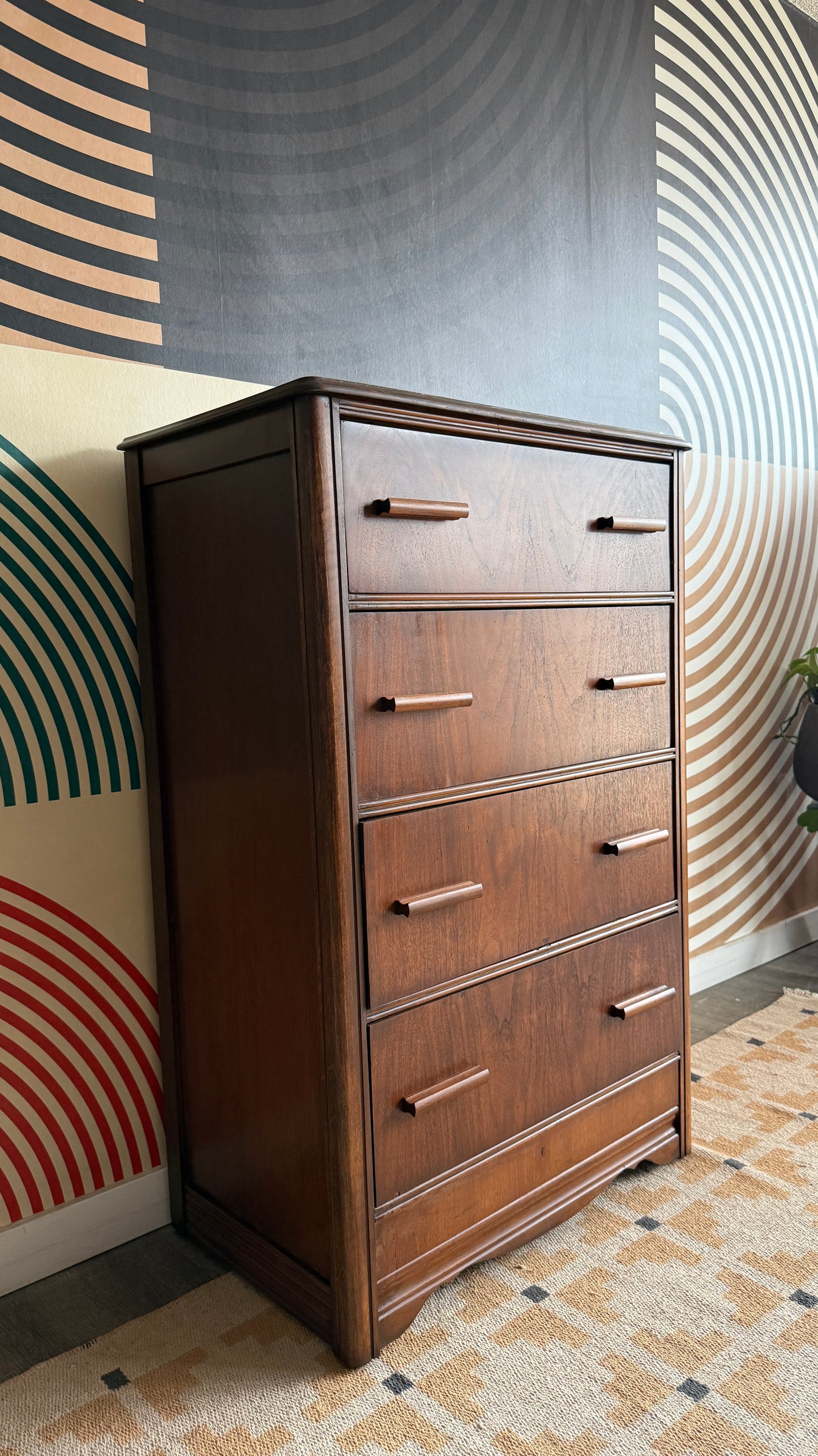 Vintage Walnut 4 Drawer Dresser