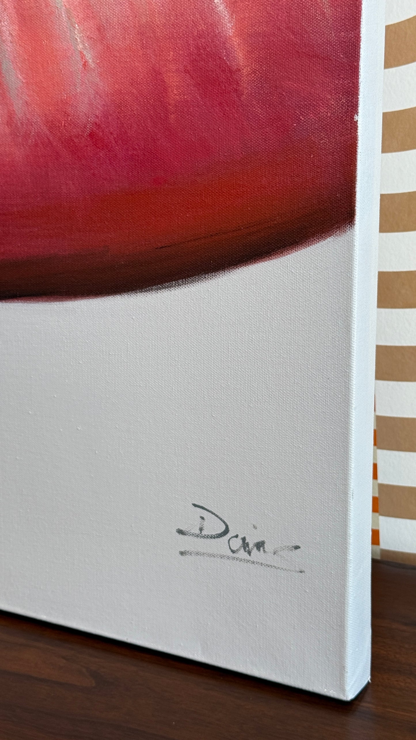 Large Contemporary Lips Painting – Signed