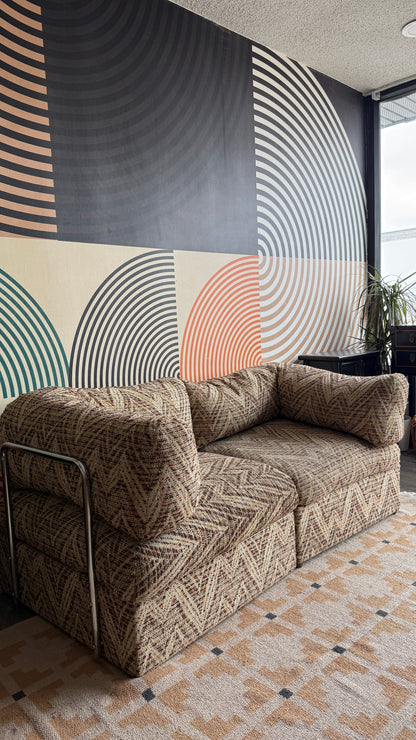 1970s 2- Piece Cloud 9 Chrome Wrapped Loveseat, by Decorion, Futorian Corporation.