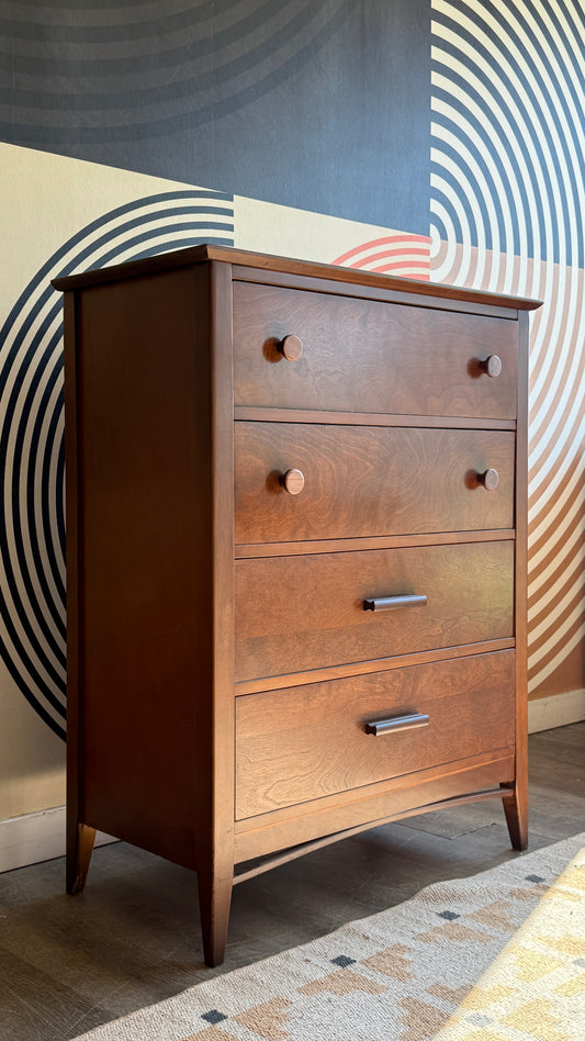 Vintage Walnut 4-Drawer Dresser