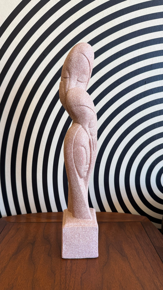Abstract Figurative Sculpture – Textured Pink Finish
