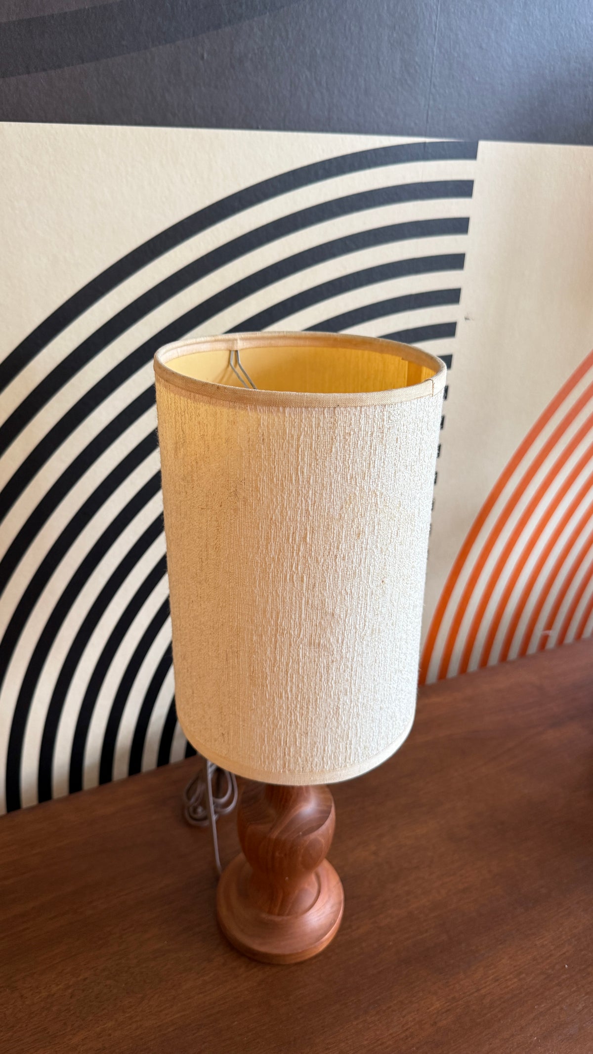 Small Vintage Teak Table Lamp