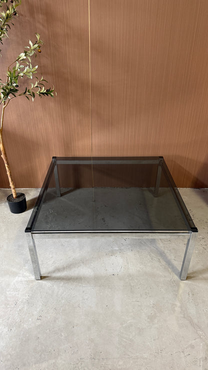 Vintage Smoked Glass & Chrome Coffee Table