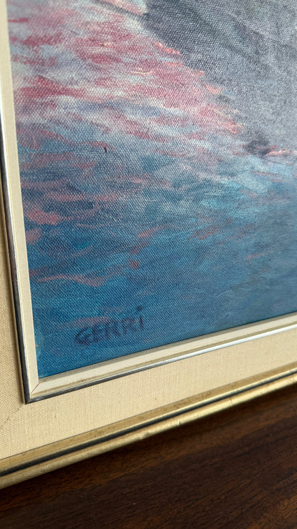 Vintage Framed Painting “Gerri” – Canoe Scene