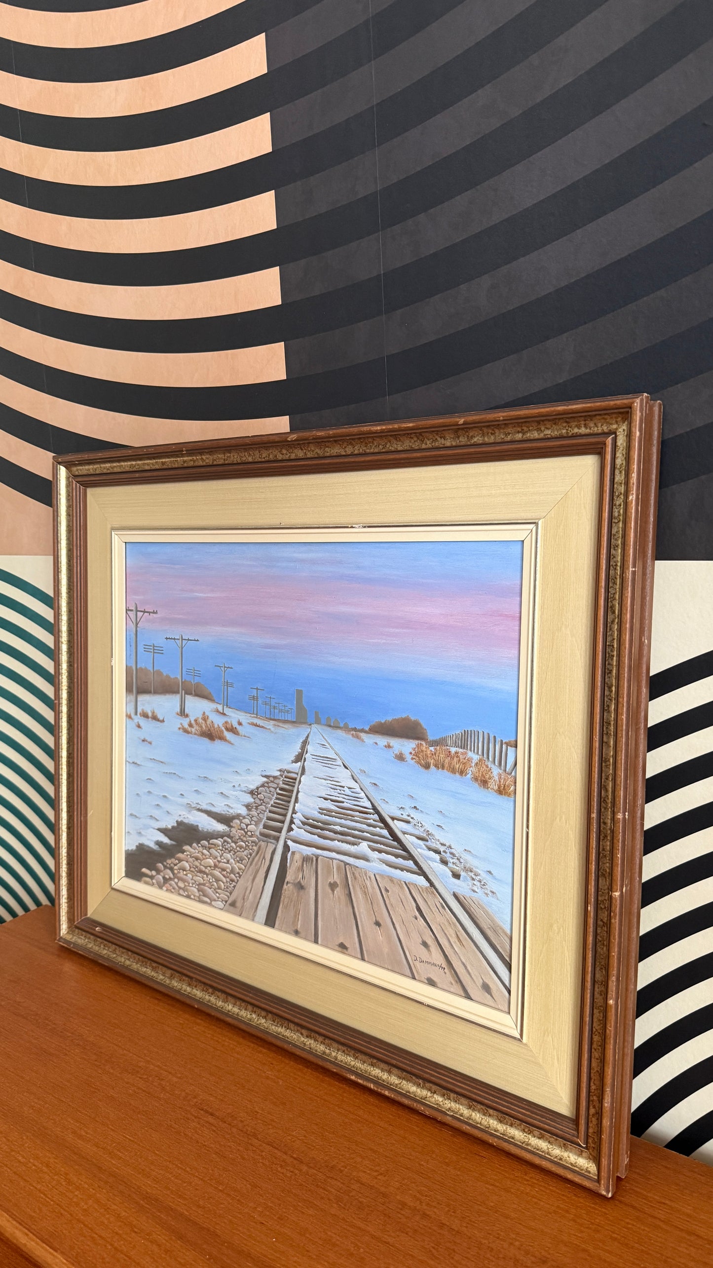 Vintage Framed Winter Landscape Painting – Signed D. Dammann (1979)