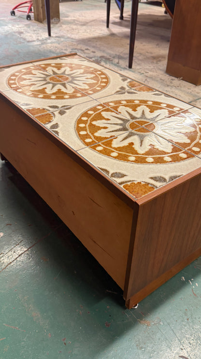 Vintage Teak Tile-Top Cabinet