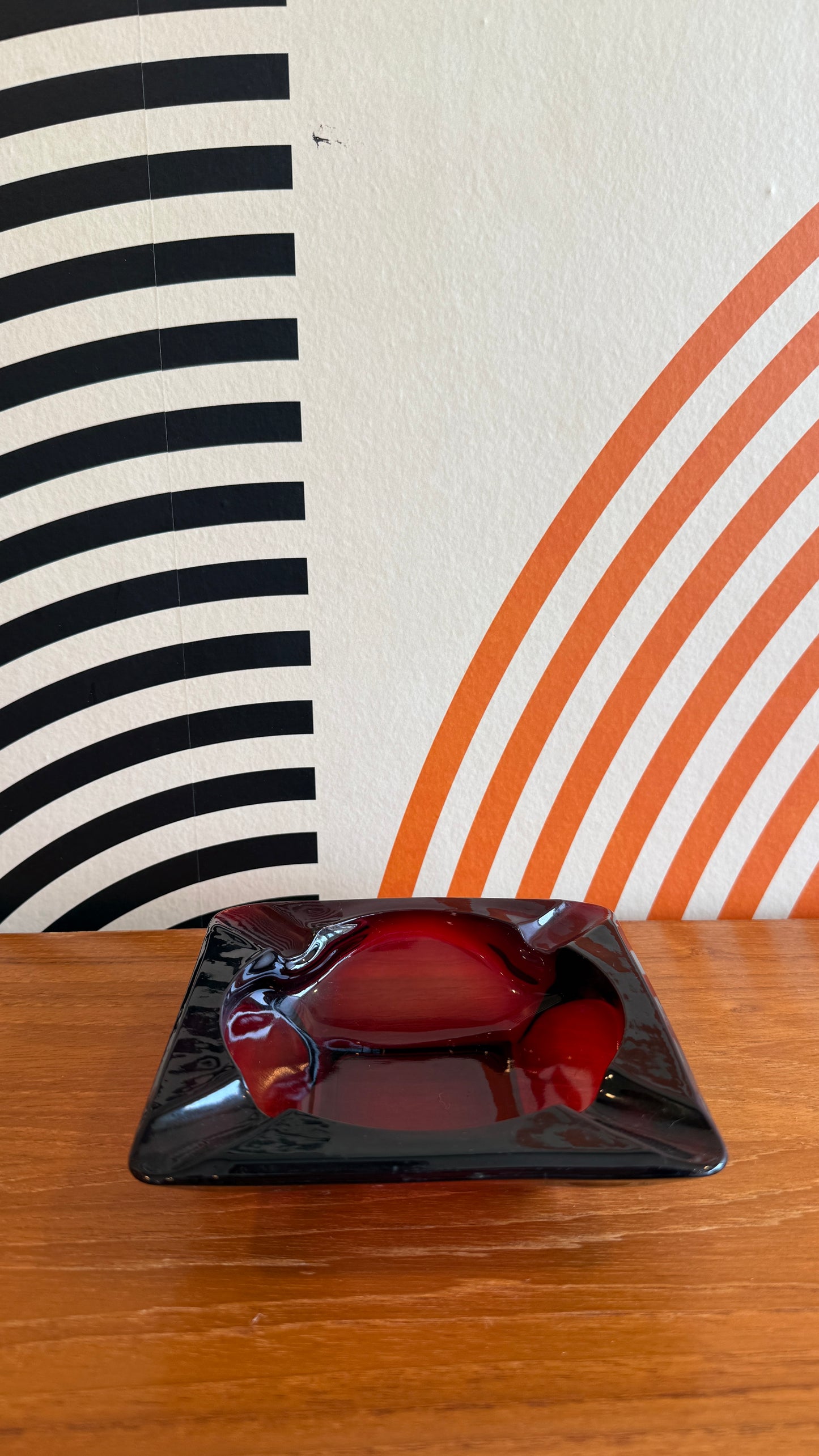 Vintage Ruby Glass Ashtray