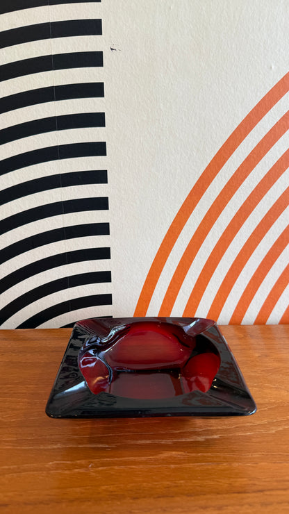 Vintage Ruby Glass Ashtray
