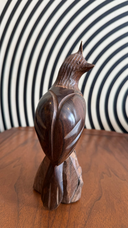 Vintage Hand Carved Wooden Bird Sculpture