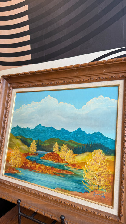 Vintage Framed Landscape Painting (1973)