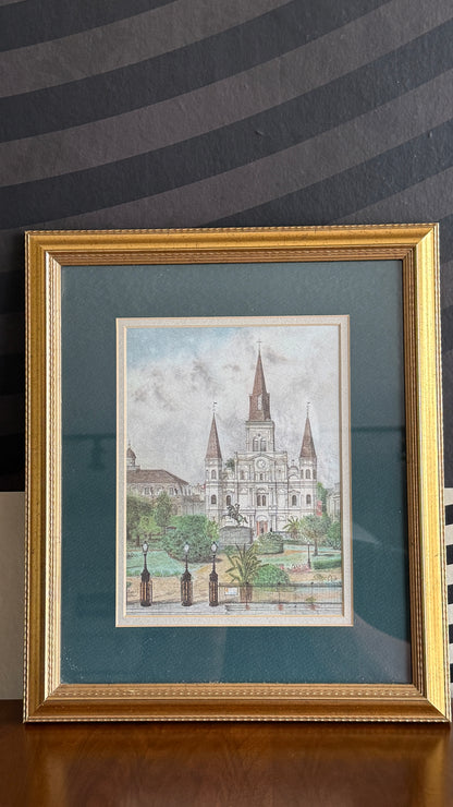 St. Louis Cathedral, New Orleans – Vintage Framed Print