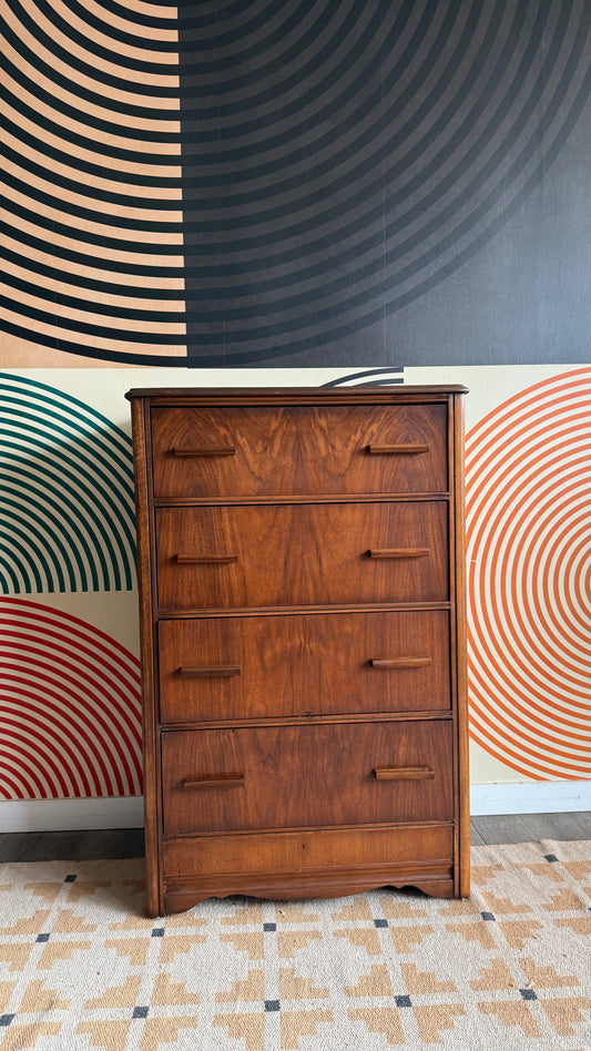 Vintage Walnut 4 Drawer Dresser
