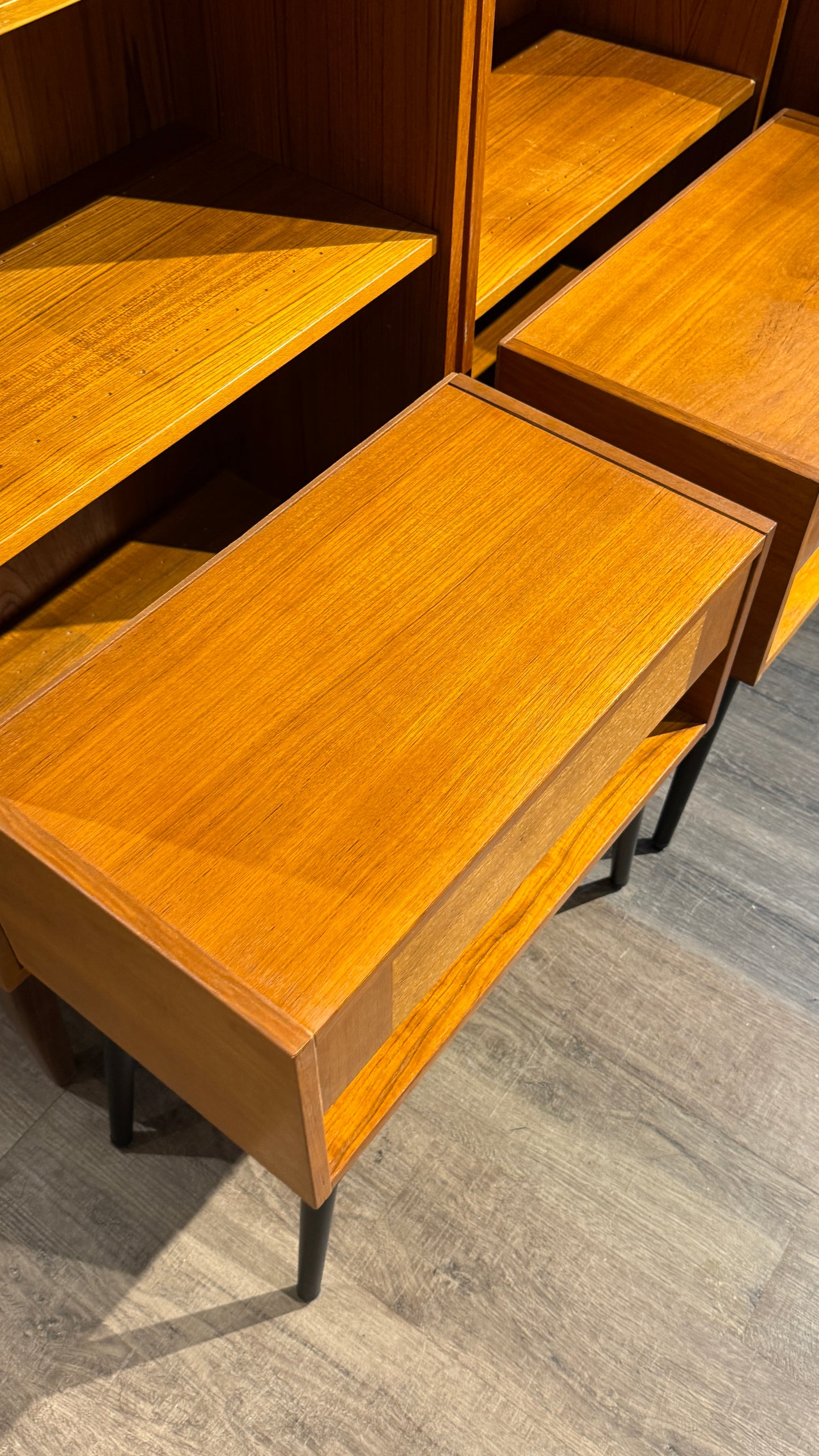 Pair of Vintage Teak Nightstands on Metal Legs