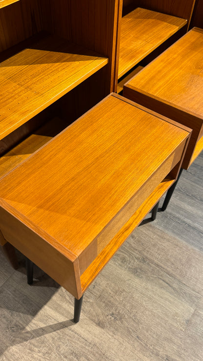 Pair of Vintage Teak Nightstands on Metal Legs